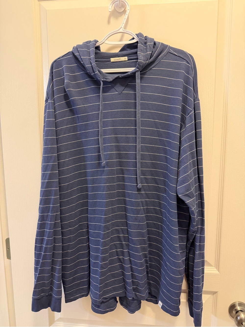 Coast Striped Blue Hooded Long-Sleeve Shirt - Men's XXL